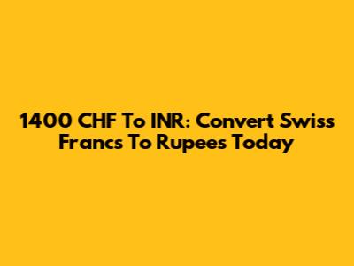 1400 CHF To INR: Convert Swiss Francs To Rupees Today