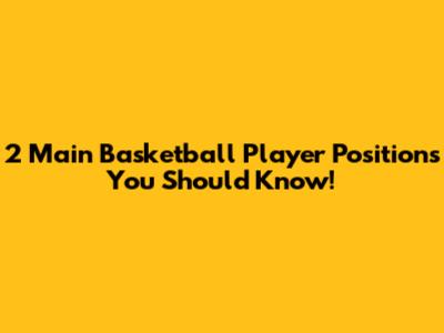 2 Main Basketball Player Positions You Should Know!