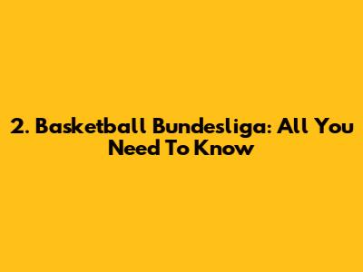 2. Basketball Bundesliga: All You Need To Know
