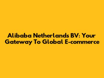 Alibaba Netherlands BV: Your Gateway To Global E-commerce