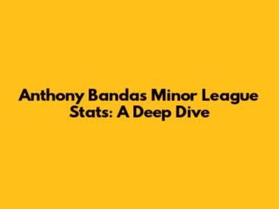Anthony Banda's Minor League Stats: A Deep Dive