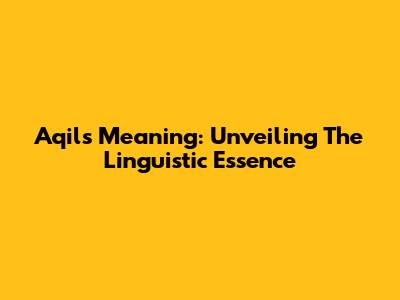 Aqil's Meaning: Unveiling The Linguistic Essence