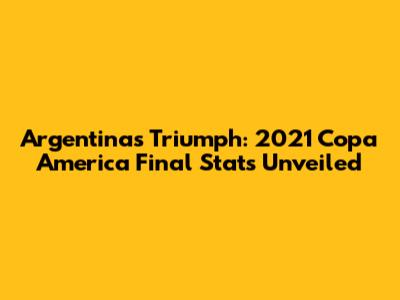 Argentina's Triumph: 2021 Copa America Final Stats Unveiled