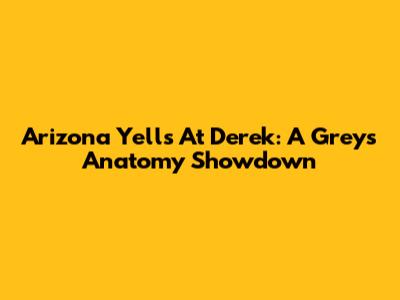Arizona Yells At Derek: A Grey's Anatomy Showdown