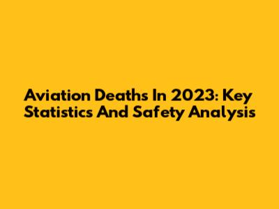 Aviation Deaths In 2023: Key Statistics And Safety Analysis