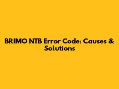 BRIMO NTB Error Code: Causes & Solutions