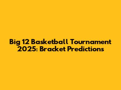 Big 12 Basketball Tournament 2025: Bracket Predictions