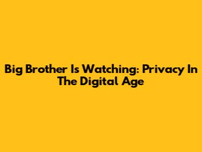 Big Brother Is Watching: Privacy In The Digital Age