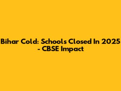 Bihar Cold: Schools Closed In 2025 - CBSE Impact