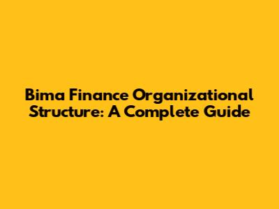 Bima Finance Organizational Structure: A Complete Guide