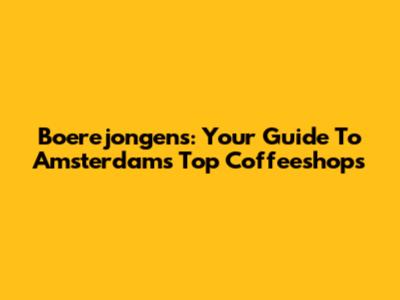 Boerejongens: Your Guide To Amsterdam's Top Coffeeshops