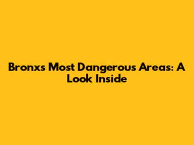 Bronx's Most Dangerous Areas: A Look Inside