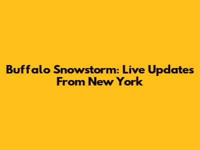 Buffalo Snowstorm: Live Updates From New York