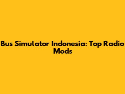 Bus Simulator Indonesia: Top Radio Mods