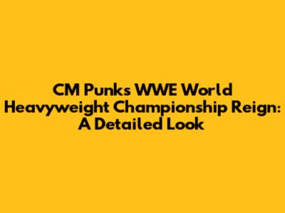 CM Punk's WWE World Heavyweight Championship Reign: A Detailed Look
