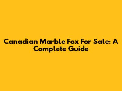 Canadian Marble Fox For Sale: A Complete Guide