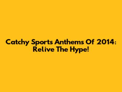 Catchy Sports Anthems Of 2014: Relive The Hype!