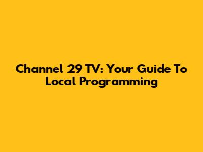 Channel 29 TV: Your Guide To Local Programming