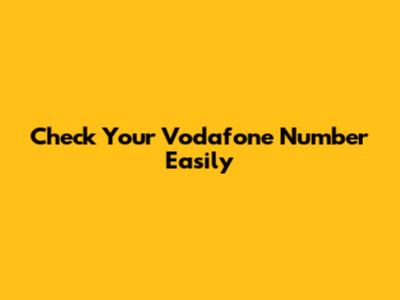 Check Your Vodafone Number Easily