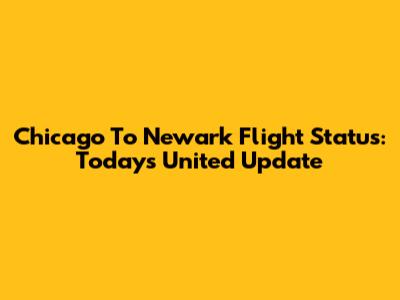 Chicago To Newark Flight Status: Today's United Update