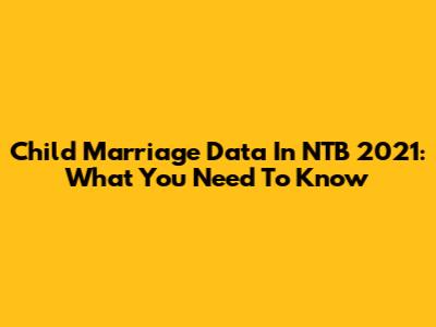Child Marriage Data In NTB 2021: What You Need To Know