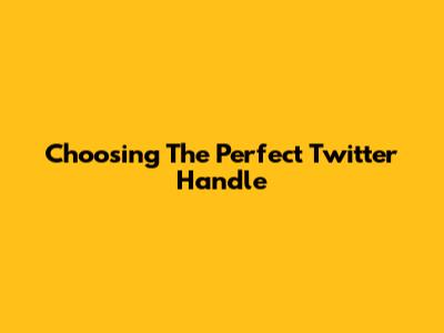Choosing The Perfect Twitter Handle
