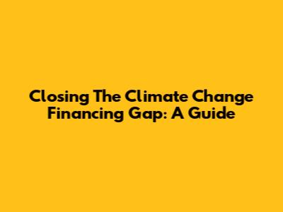 Closing The Climate Change Financing Gap: A Guide