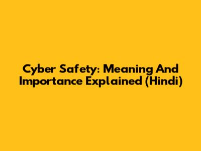 Cyber Safety: Meaning And Importance Explained (Hindi)
