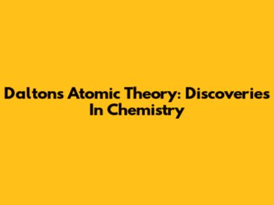 Dalton's Atomic Theory: Discoveries In Chemistry