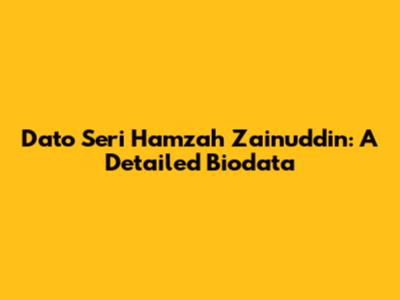 Dato' Seri Hamzah Zainuddin: A Detailed Biodata