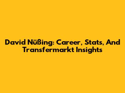David Nüßing: Career, Stats, And Transfermarkt Insights