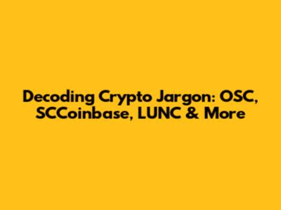 Decoding Crypto Jargon: OSC, SCCoinbase, LUNC & More