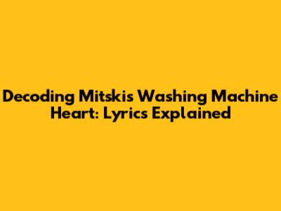Decoding Mitski's 'Washing Machine Heart': Lyrics Explained