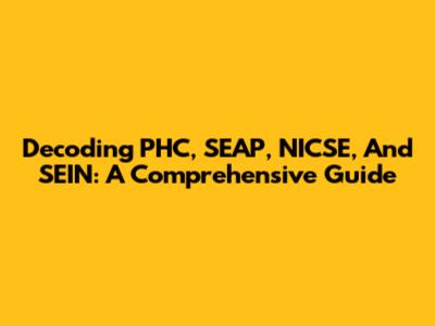 Decoding PHC, SEAP, NICSE, And SEIN: A Comprehensive Guide