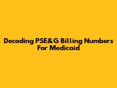 Decoding PSE&G Billing Numbers For Medicaid