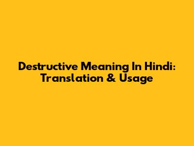 Destructive Meaning In Hindi: Translation & Usage