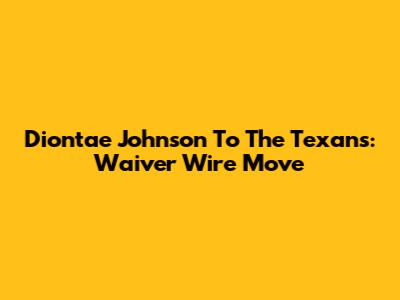 Diontae Johnson To The Texans: Waiver Wire Move