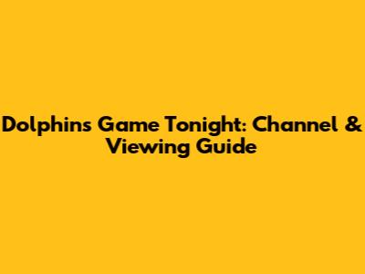 Dolphins Game Tonight: Channel & Viewing Guide