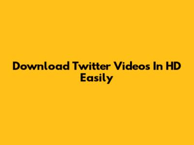 Download Twitter Videos In HD Easily