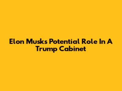 Elon Musk's Potential Role In A Trump Cabinet