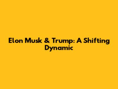 Elon Musk & Trump: A Shifting Dynamic