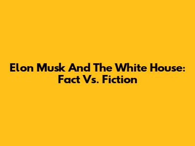 Elon Musk And The White House: Fact Vs. Fiction