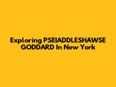 Exploring PSEIADDLESHAWSE GODDARD In New York