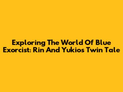 Exploring The World Of Blue Exorcist: Rin And Yukio's Twin Tale
