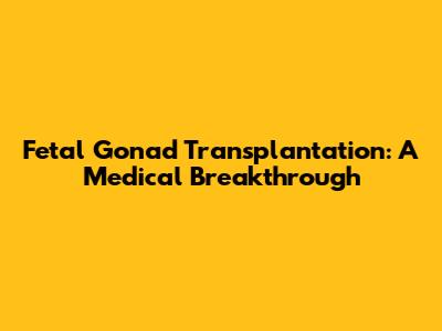Fetal Gonad Transplantation: A Medical Breakthrough