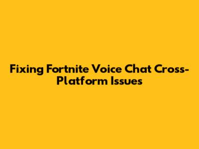 Fixing Fortnite Voice Chat Cross-Platform Issues