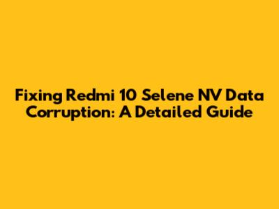 Fixing Redmi 10 Selene NV Data Corruption: A Detailed Guide