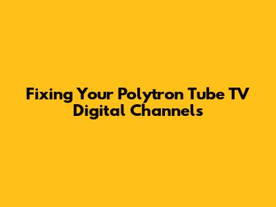Fixing Your Polytron Tube TV Digital Channels