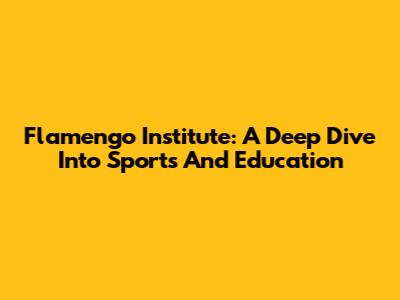 Flamengo Institute: A Deep Dive Into Sports And Education