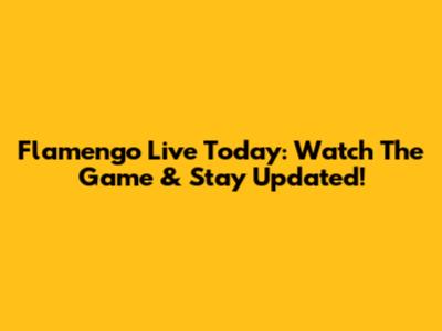 Flamengo Live Today: Watch The Game & Stay Updated!